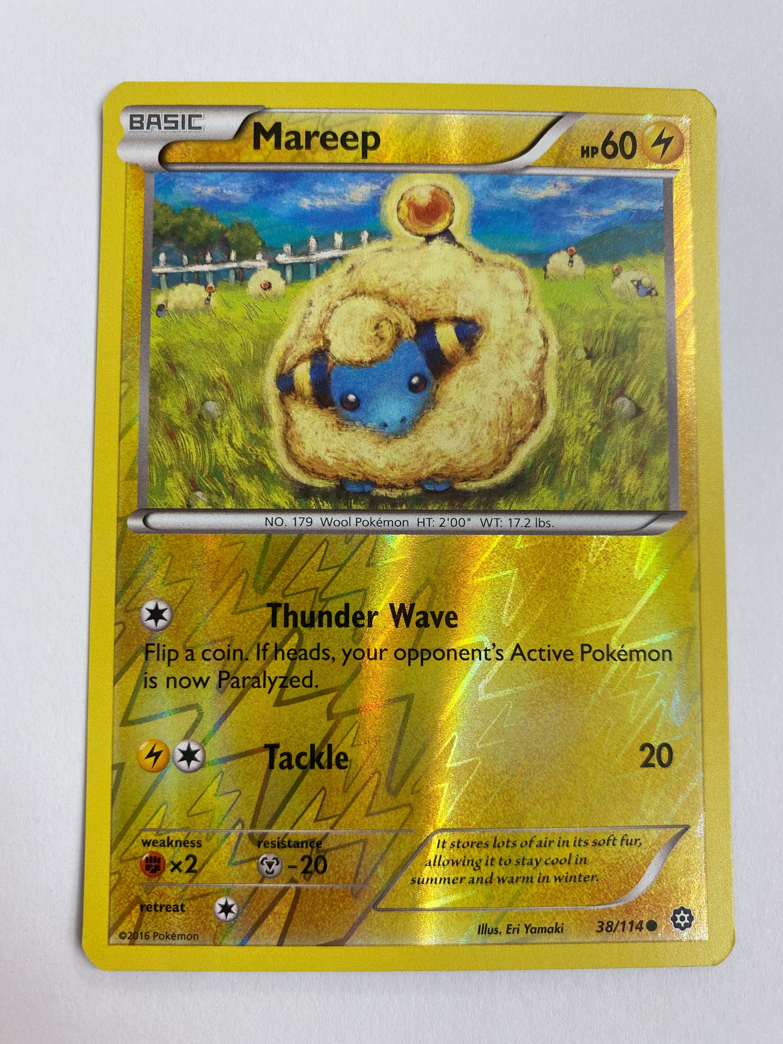 Mareep 38/114 Reverse Holo Pokemon Card Near Mint