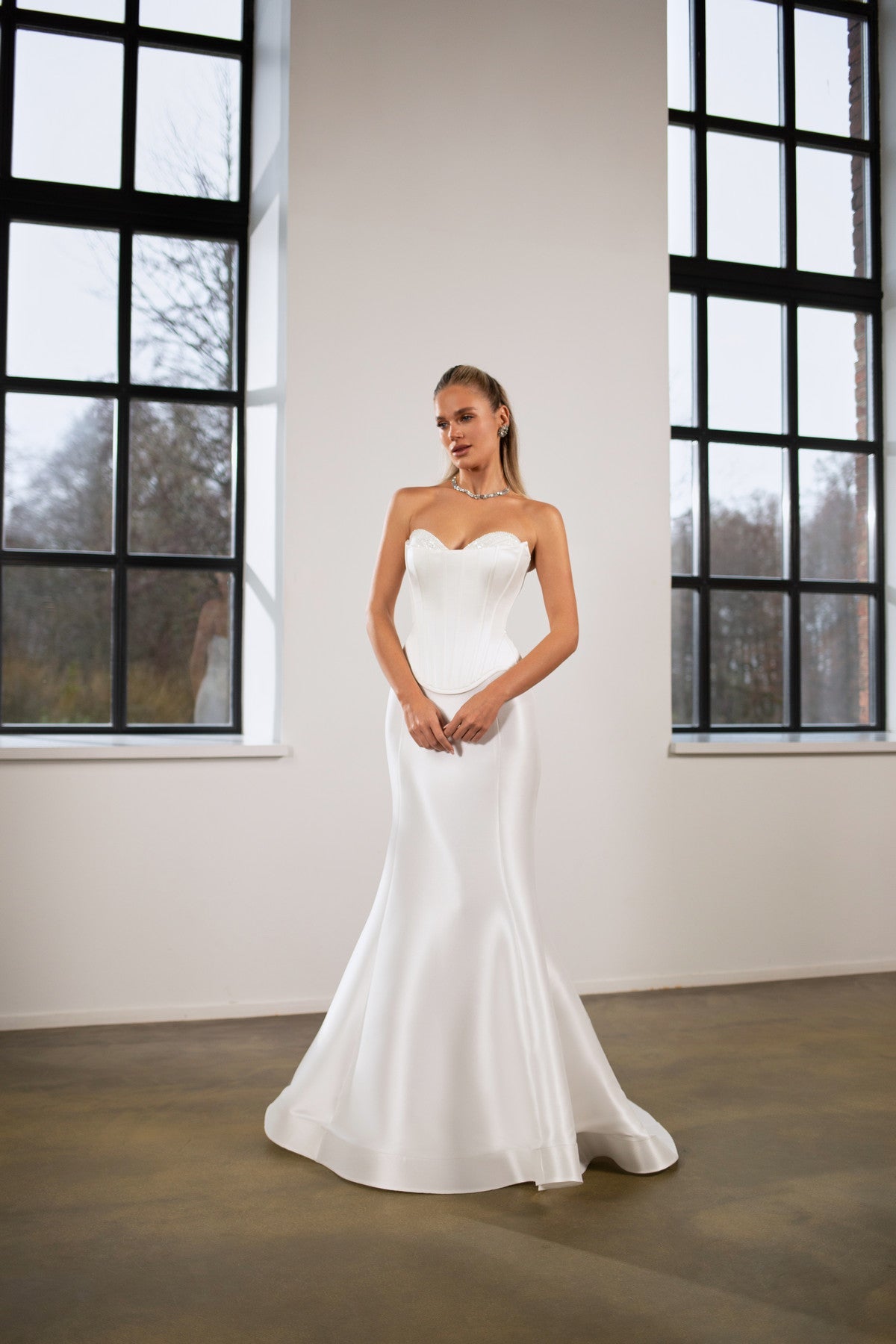 Mikado Fit & Flare Two Piece Corset Wedding Dress Priscilla