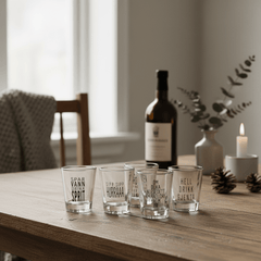 6 - pk Shotglass gutta tekster - Lindas Dekor