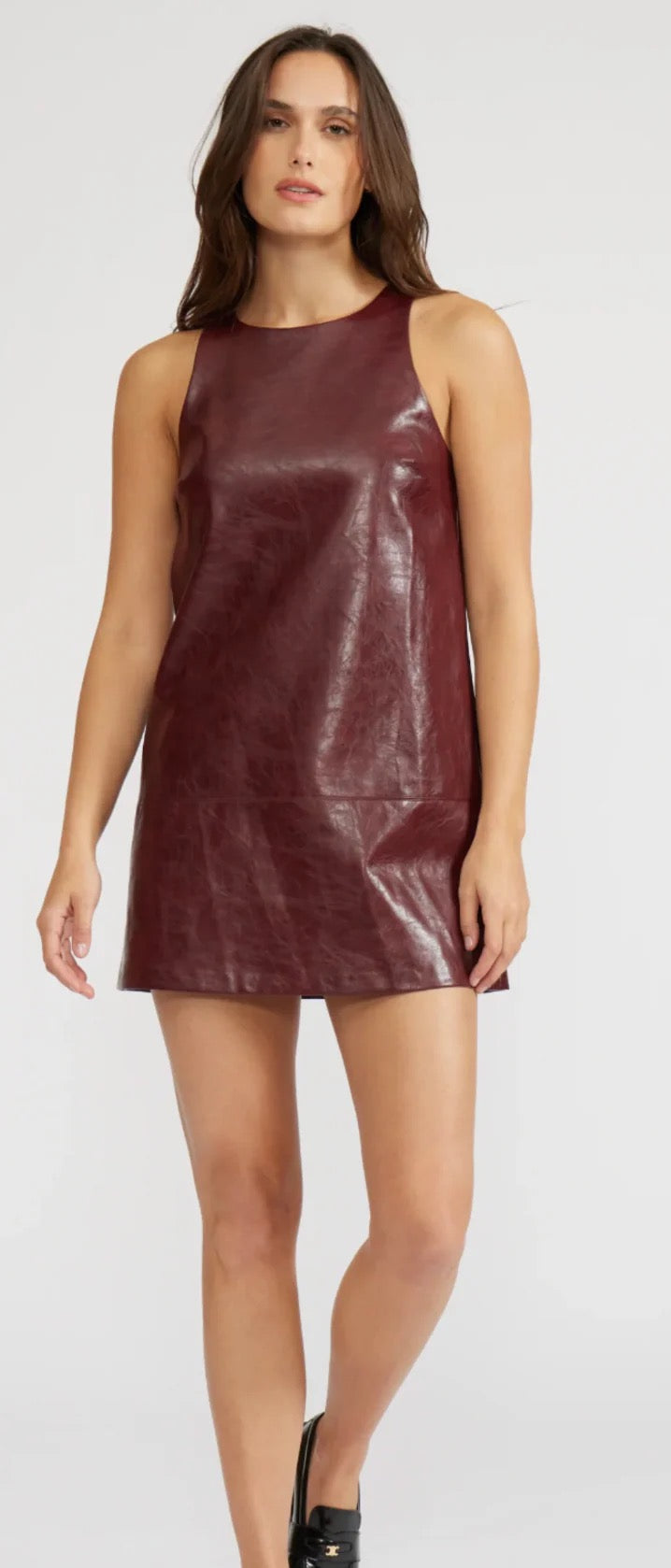 Lucy Paris Burgundy Onyx Faux Leather Dress