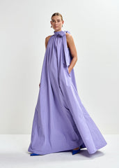 Essentiel Antwerp Jayda maxi dress in lilac with a high neck tie