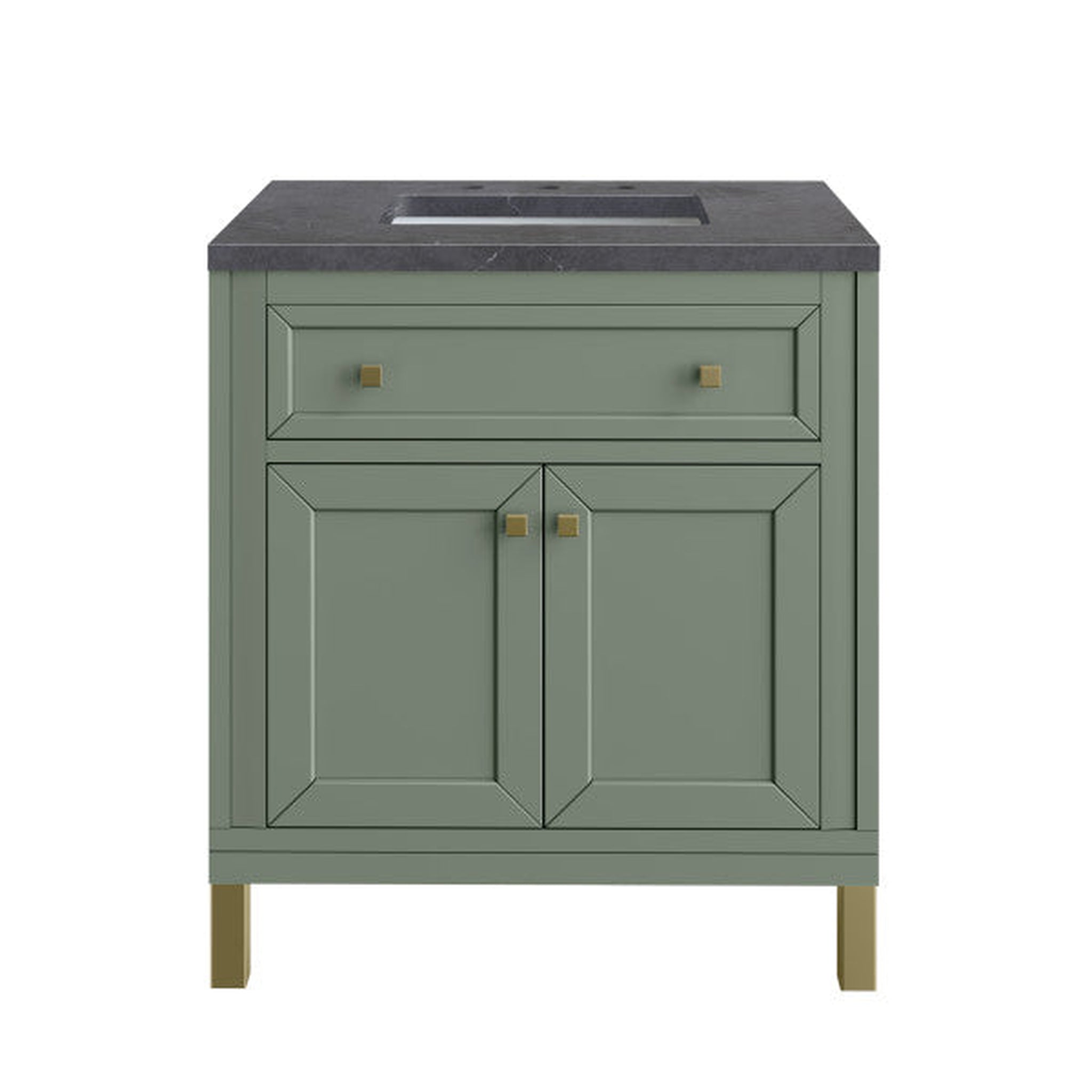 James Martin Vanities Chicago 30" Smokey Celadon Single Vanity With 3cm Charcoal Soapstone Top
