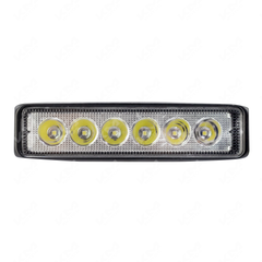 Luz LED de barra larga de metal KM Motos, 6 puntos, iluminación brillante para motocicletas, en color negro con acabado metálico.
