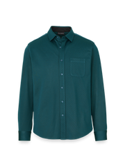 Cotton Blend Button Front Polo - Teal