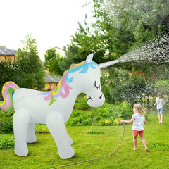Kæmpe Oppustelige Enhjørning m. Sprinkler - 220x180x80cm