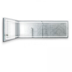 Krugg Reflections Mod 144" x 36" 5000K Long Modular Corner Wall-Mounted Silver-Backed LED Bathroom Vanity Mirror With Built-in Defogger and Dimmer