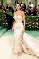 Kylie Jenner champagne strapless dress 2024 Met Gala Red Carpet