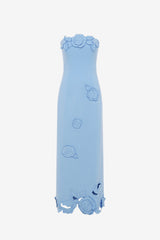 Rayna Appliqué Bustier Maxi Dress - Pastel Blue Dress Maxi