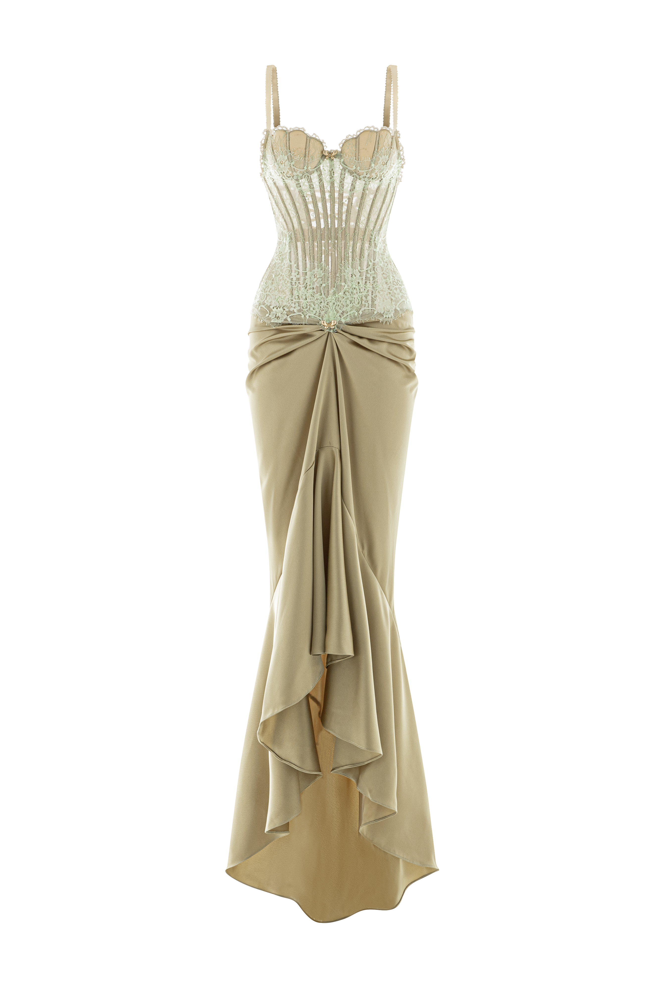 Valentina Sarong Corset Silk Lace Maxi Dress