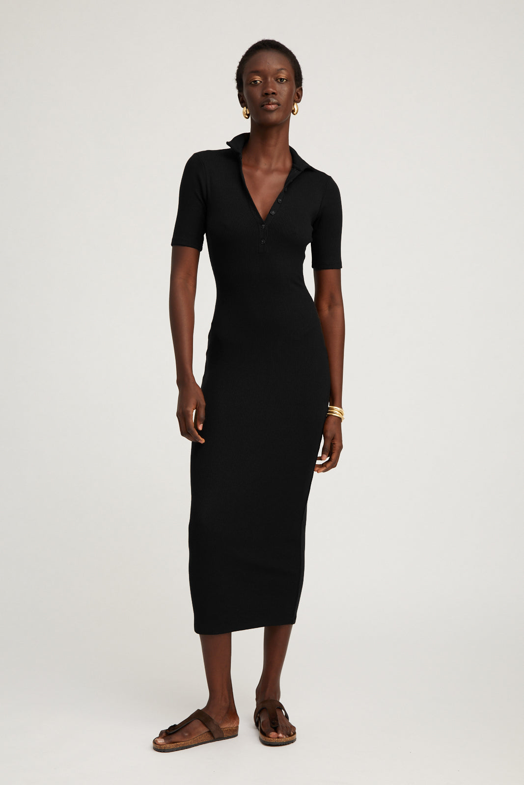 Rib Polo Maxi Dress