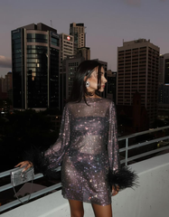 Luna's Metallic Cocktail Evening Dress