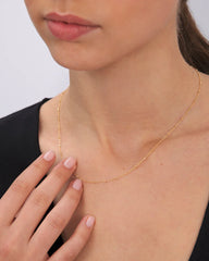 Cadena de Bolitas Diamantadas en Oro Amarillo de 18 Kt