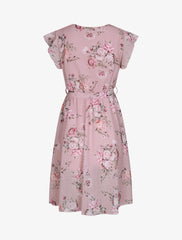 Robe en voile à imprimé fleurs printanières - Rose - 2