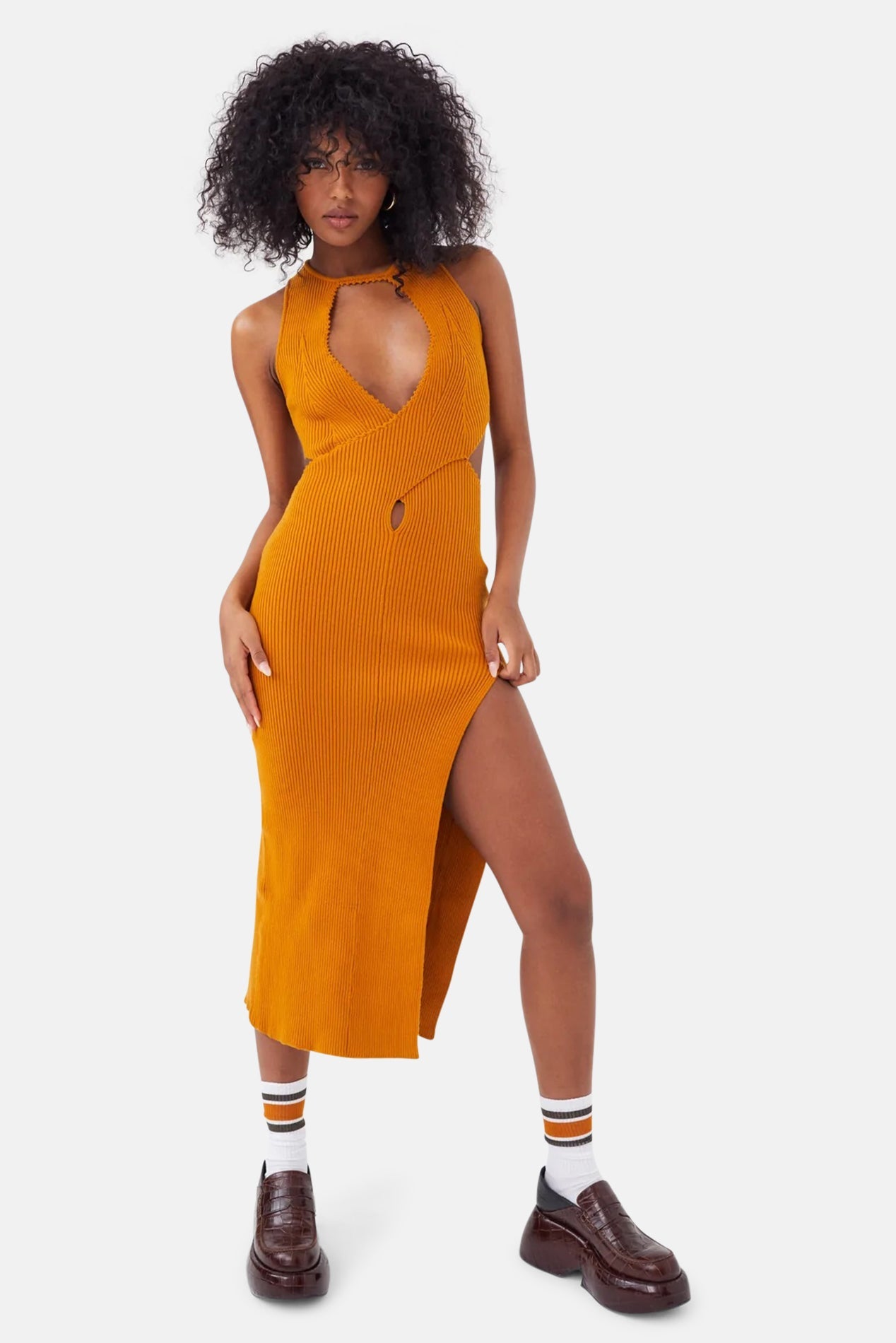 Maggie Midi Dress Orange - blueandcream