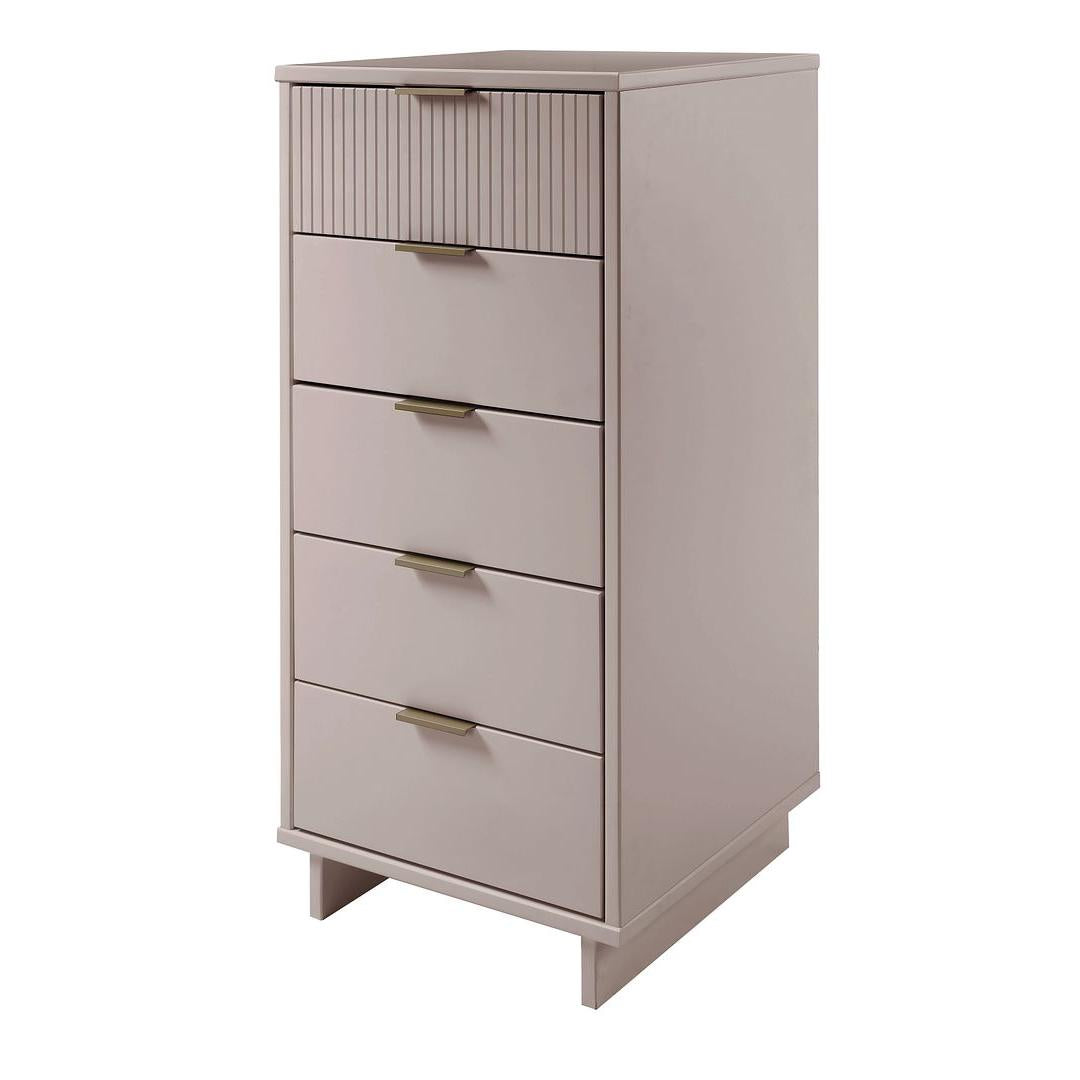 Manhattan Comfort Granville Tall 24" Modern Narrow Dresser With 5 Drawers In Light Gray
