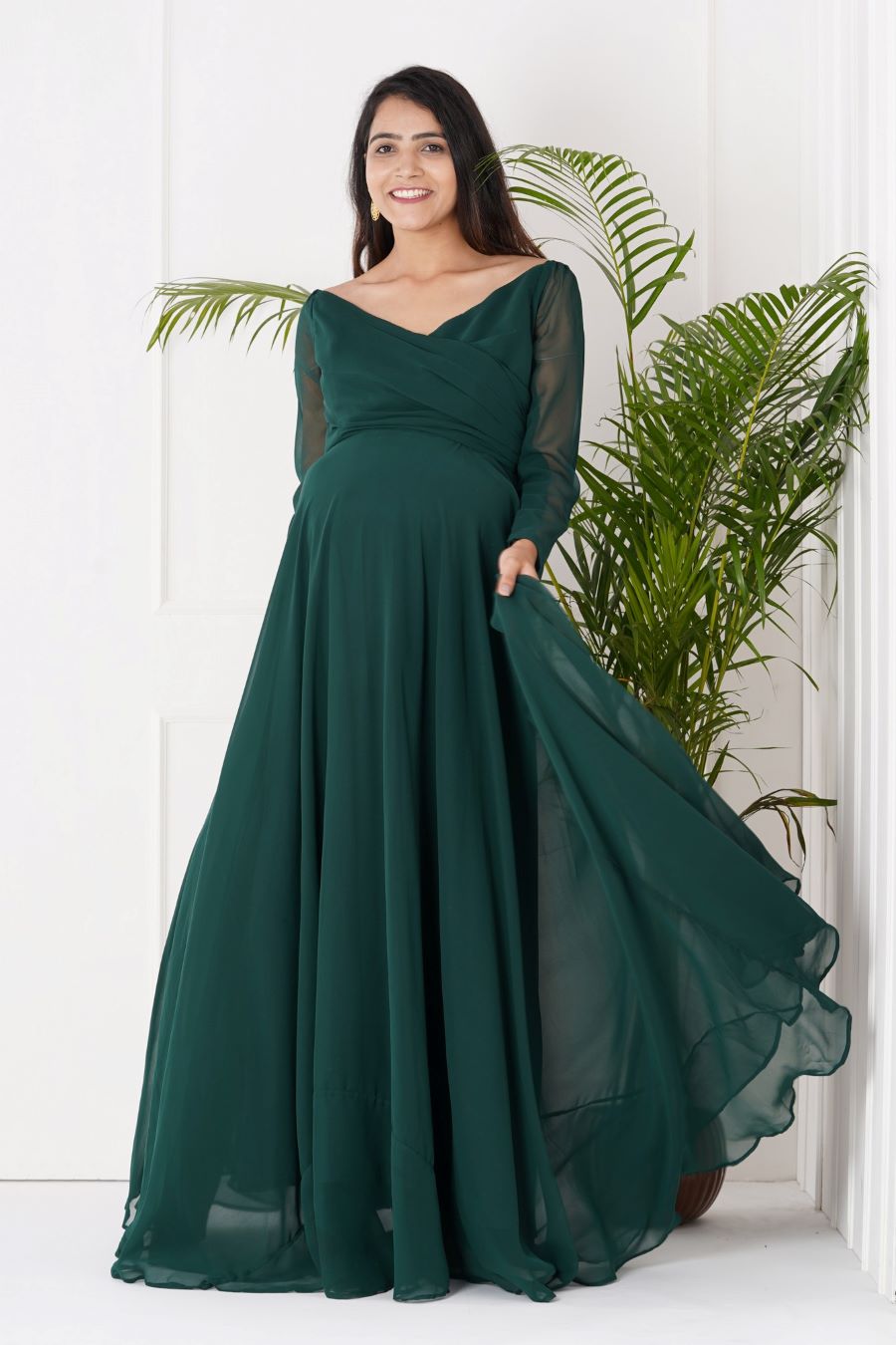 Maternity Long Sleeve Elegant Gown