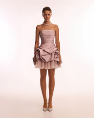 Rosette mini dress in misty rose, Glow-Up
