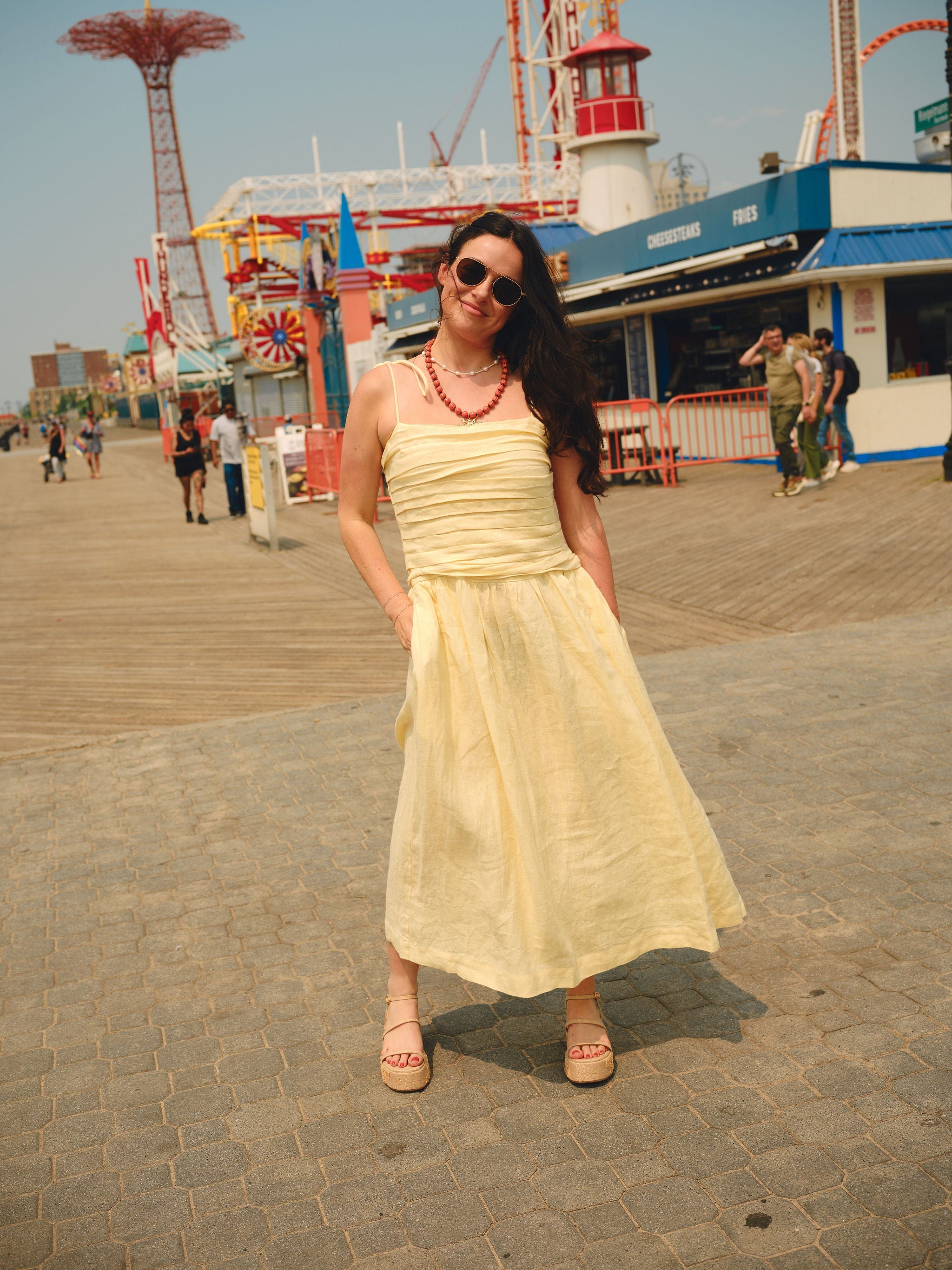 Petite Drop Waist Maxi Dress - The Caroline in Butter