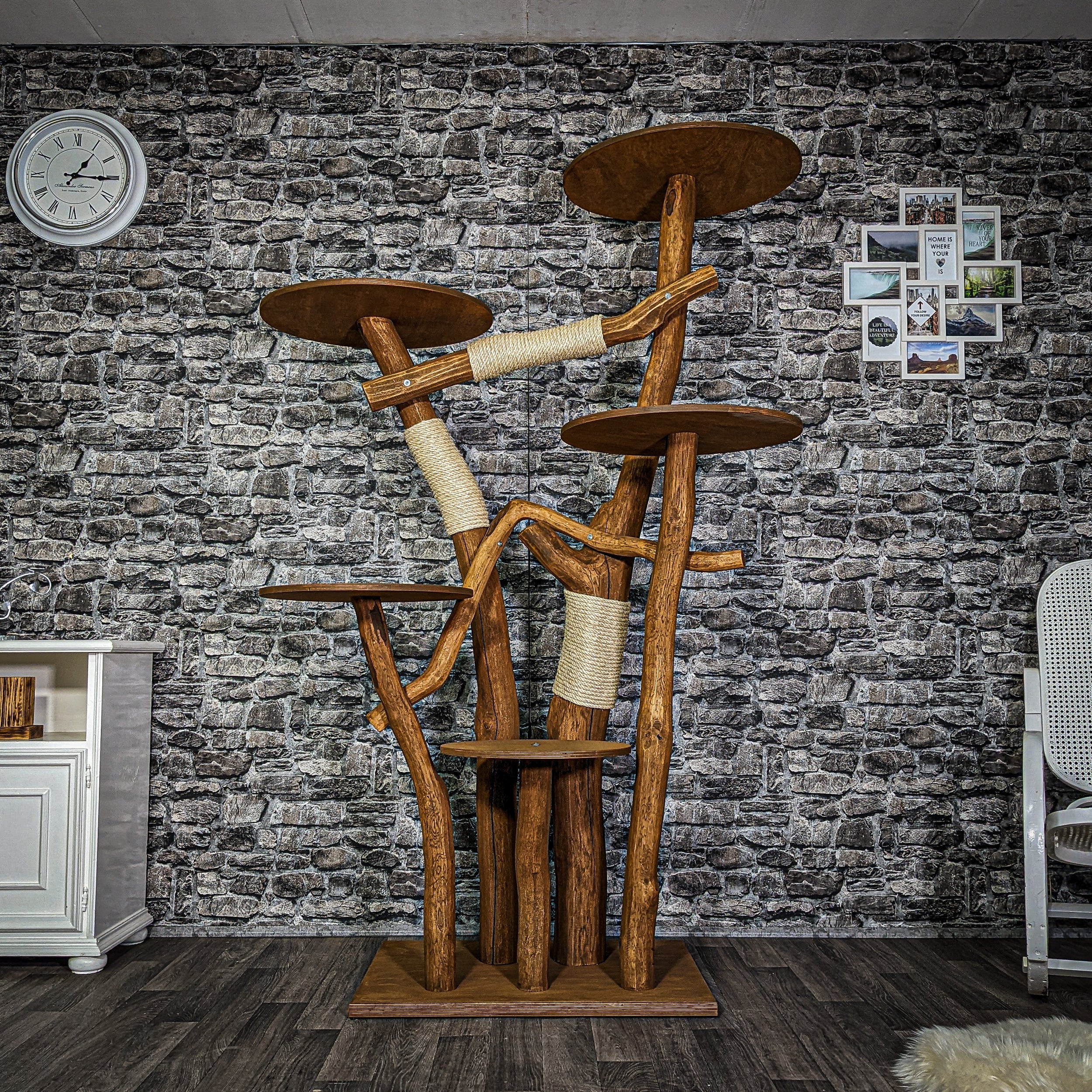Outdoor Naturkratzbaum 3175 Kratzbaum Natur Holz Design 192 cm hoch Katzenbaum