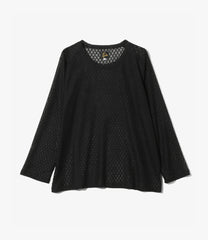 Long Sleeve U-Neck T-Shirt – Black Raschel Lace