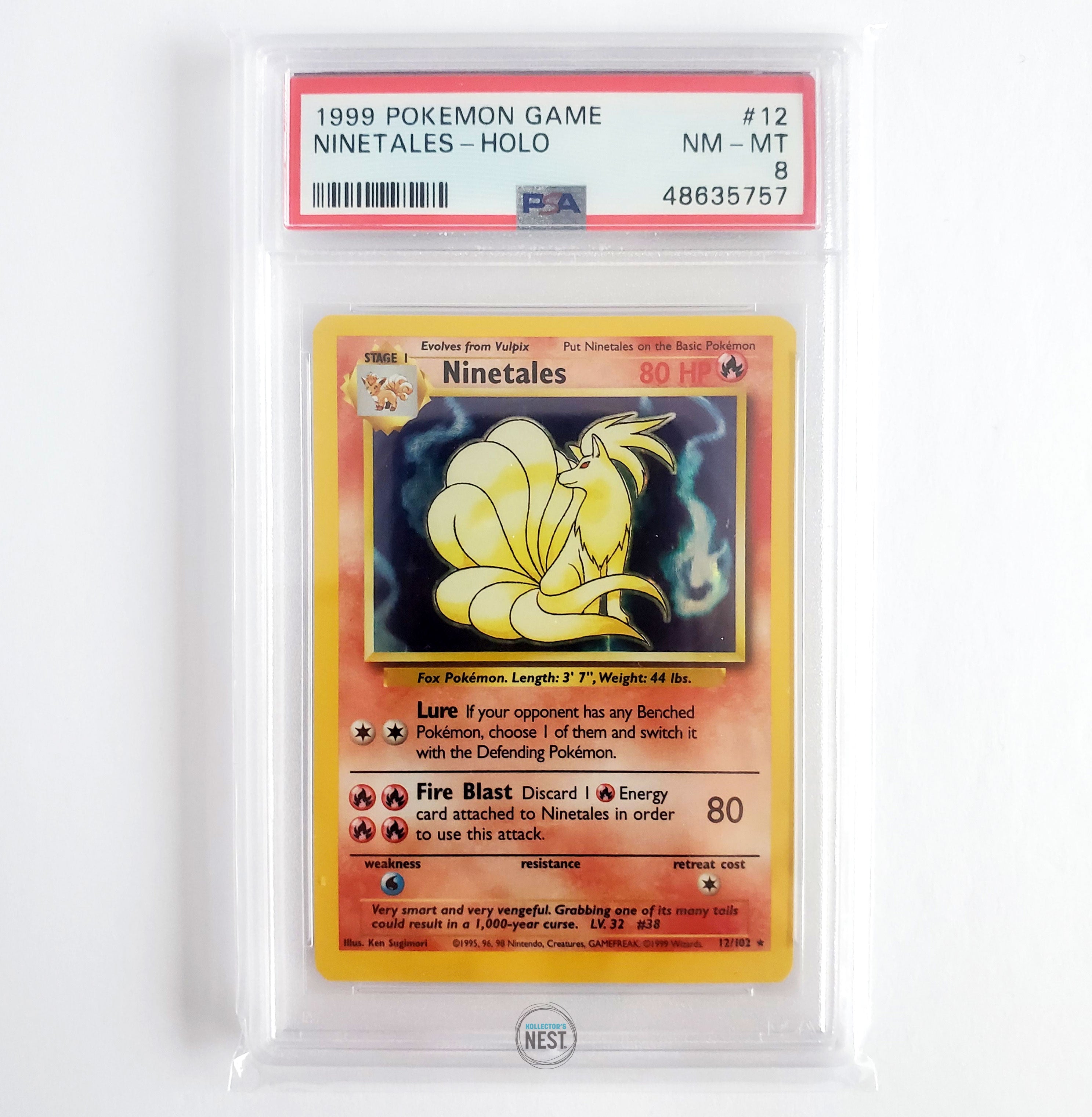 1999 Holo Rare Ninetails Pokémon Base Set PSA 8