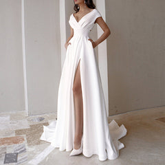 White Dress Aesthetic | Off Shoulder Elegant Flowly Dress