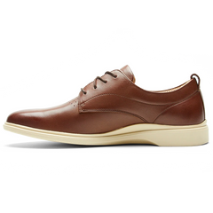 The Original Dress Shoe by Amberjack in Chestnut & Cream Brown Leather - Medial View