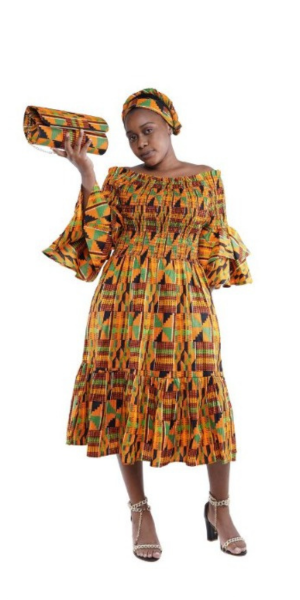 Off-Shoulder Fit & Flare Dress Ghana