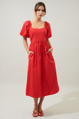 Cyril Balloon Sleeve Babydoll Midi Dress