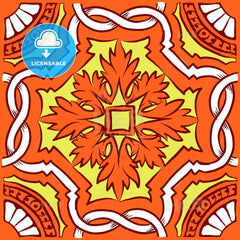 Orange Hand Drawn Portuguese Azulejos