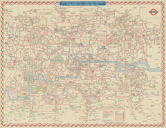 London Transport Bus map Central Area. ELSTON. #1 1947 old vintage chart