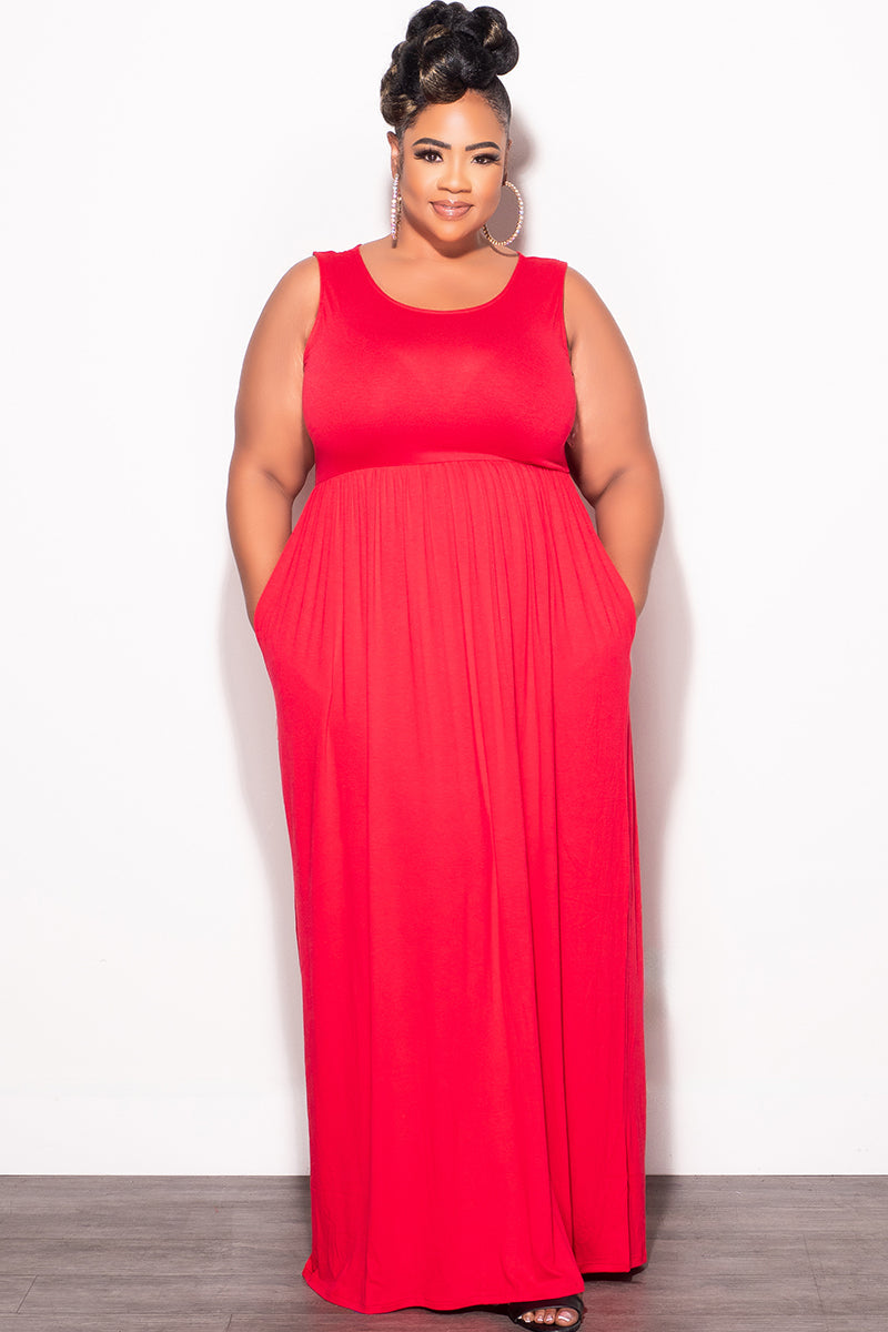 Final Sale Plus Size Sleeveless Maxi Dress in Red