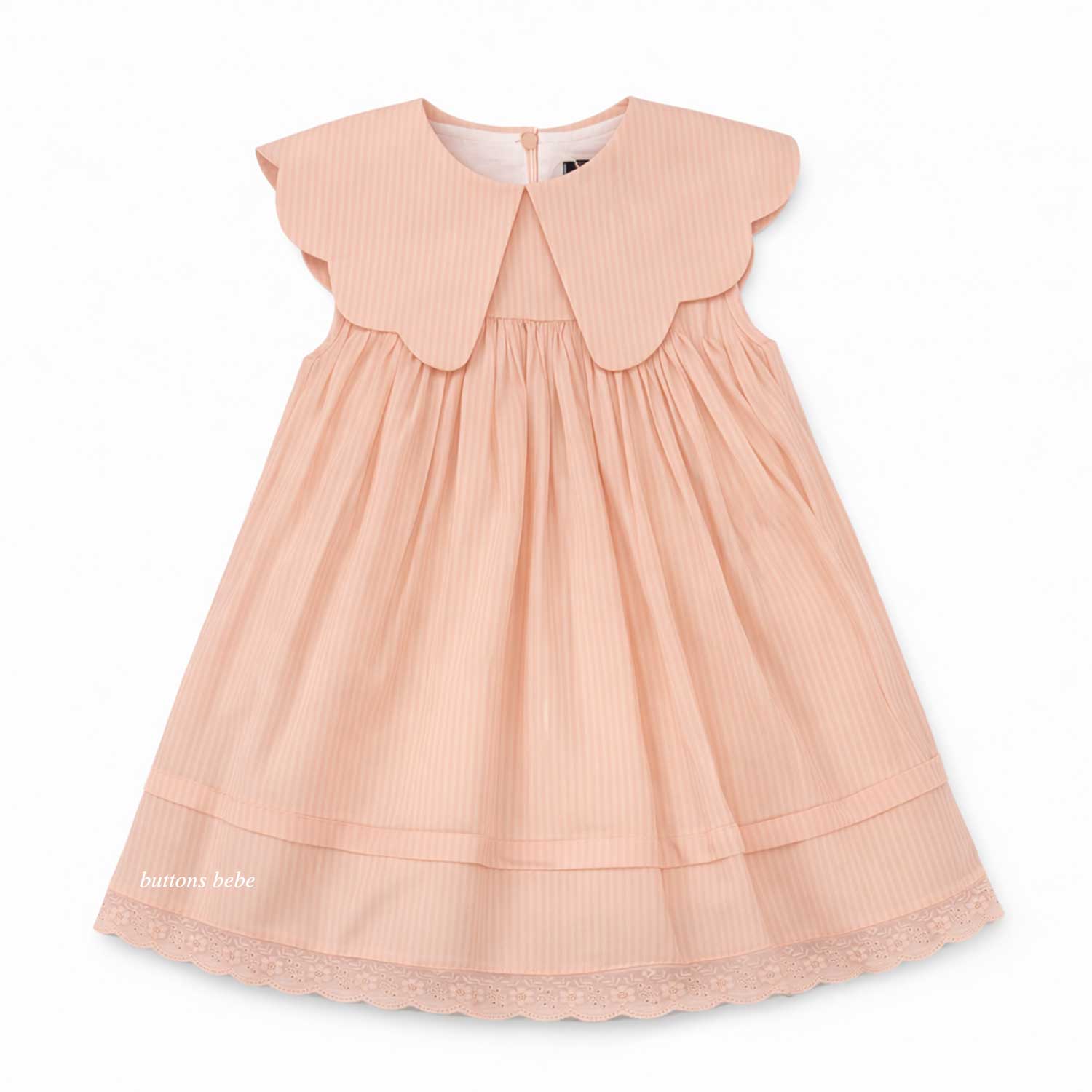 Belati PINK STRIPED SCALLOP COLLAR DRESS (BDR216)- No Sleeves