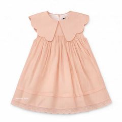 Belati PINK STRIPED SCALLOP COLLAR DRESS (BDR216)- No Sleeves