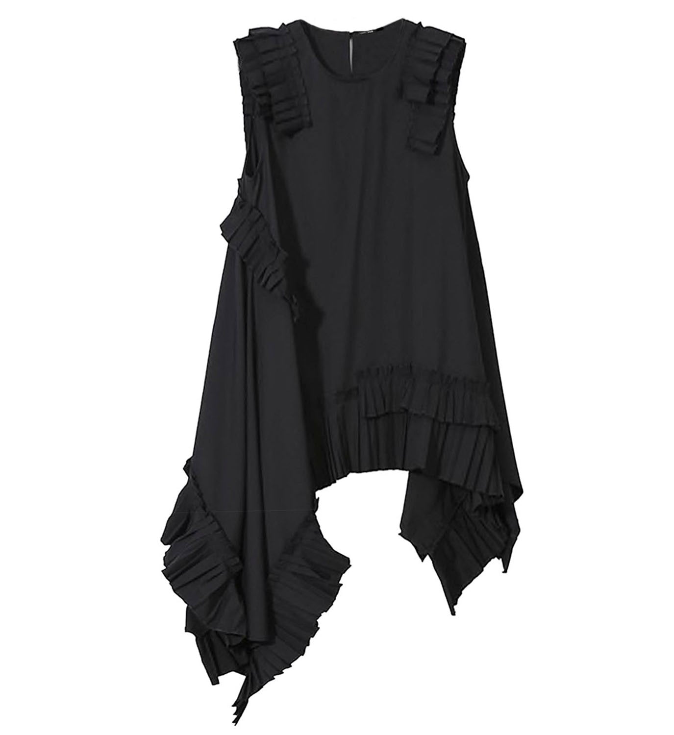 Elegant pleated asymmetrical dress by DIGS, showcasing flowing fabric and stylish design for a modern, sophisticated look.