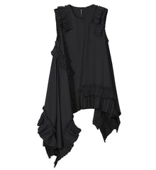Elegant pleated asymmetrical dress by DIGS, showcasing flowing fabric and stylish design for a modern, sophisticated look.