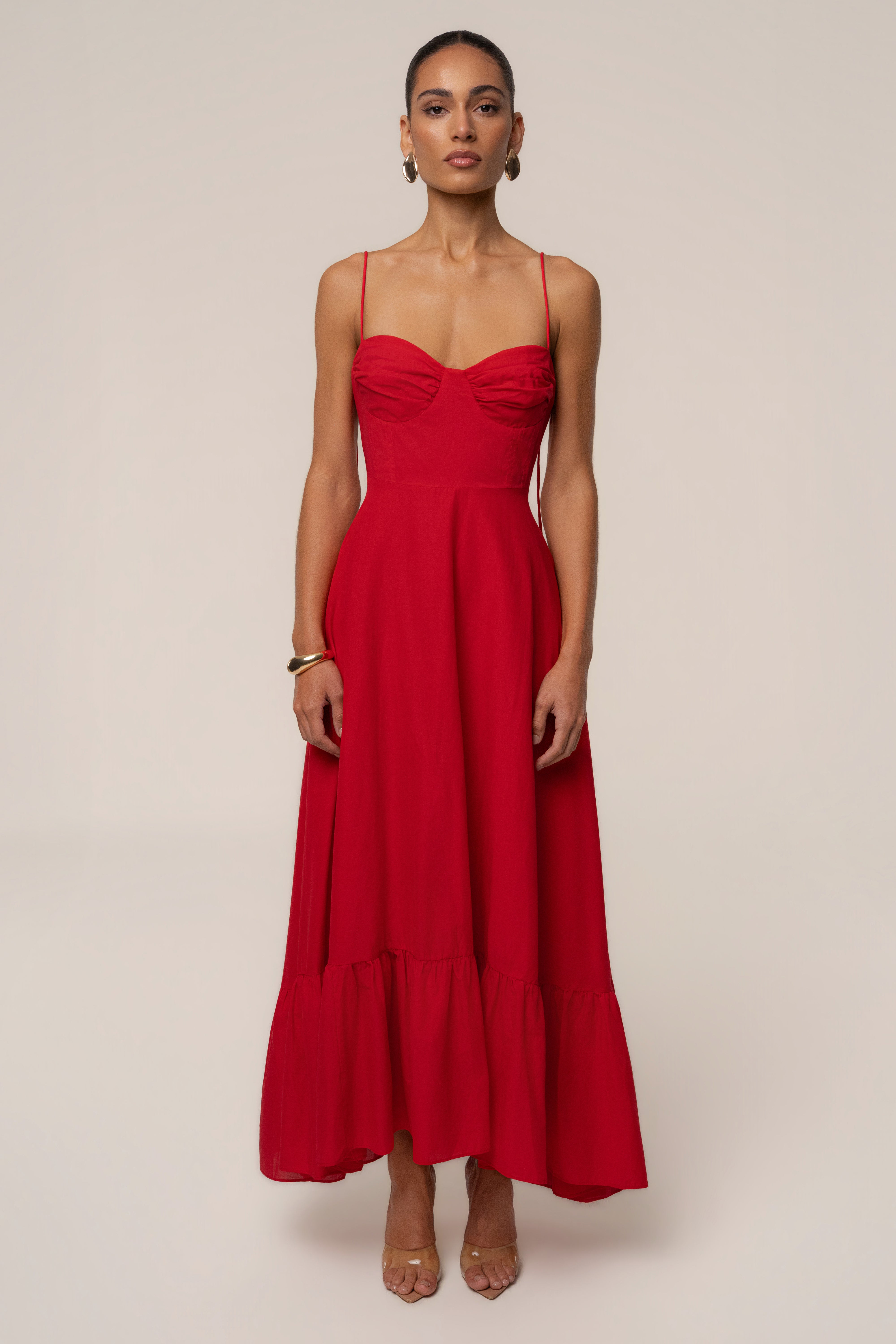 Red Romantic Flow Maxi Dress - JLUXLABEL