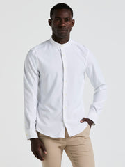 Untucked Total Stretch Slim Fit Banded Collar Shirt (Bright White)