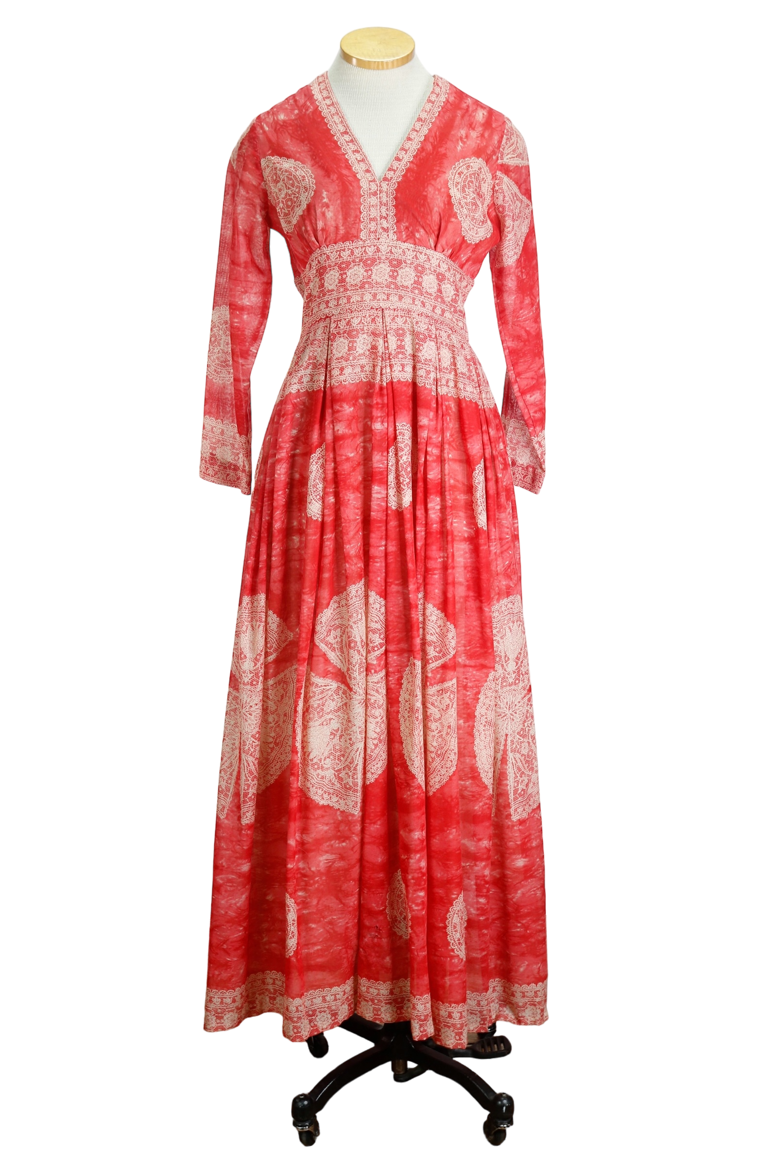 70s Avalon Red Paisley Boho Maxi Dress w29
