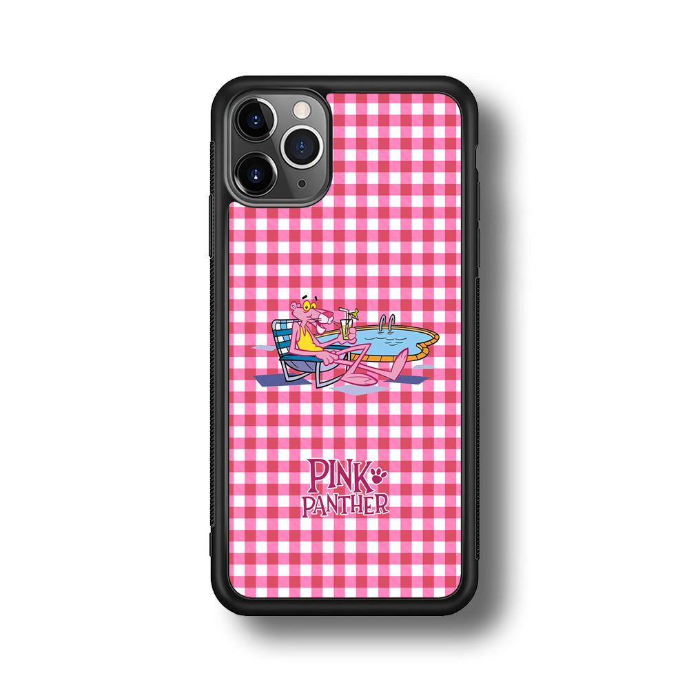 Pink Panther Relax with Swimming iPhone 11 Pro Case Rubber Black (2D Case)