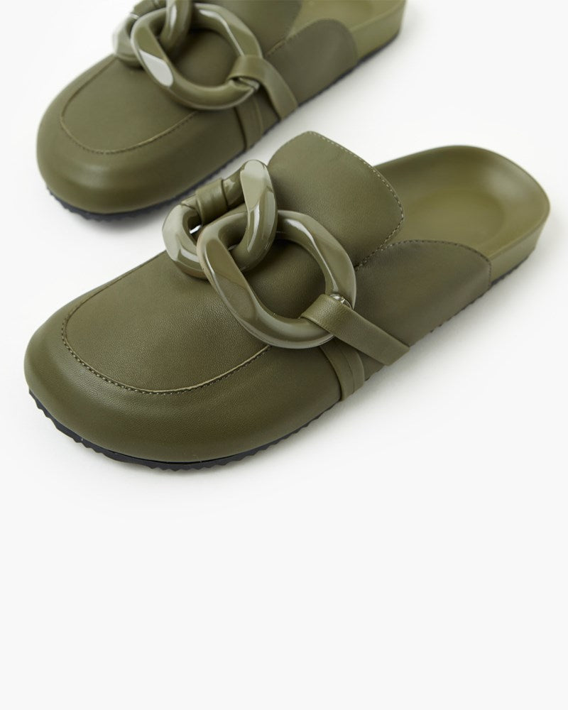 PORTER LEATHER MULE - OLIVE