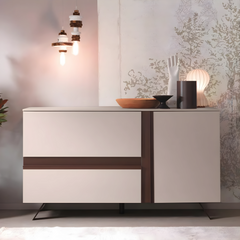 Madia moderna in legno "Abaco" 2 ante 1 cassetto con piedi in metallo verniciato