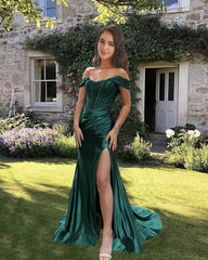 Lace Corset Top Mermaid Split Satin Dress