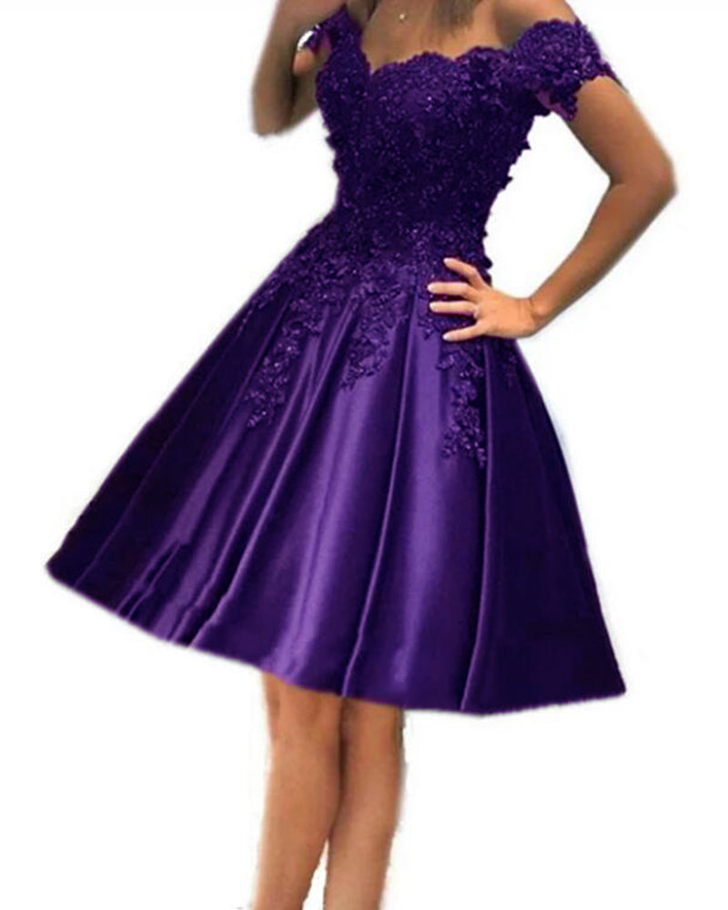 Siaroyne Dark Blue-violet Color Short Lace Homecoming Dresses Girls Graduation Prom Dresses Girls 8th Grade
