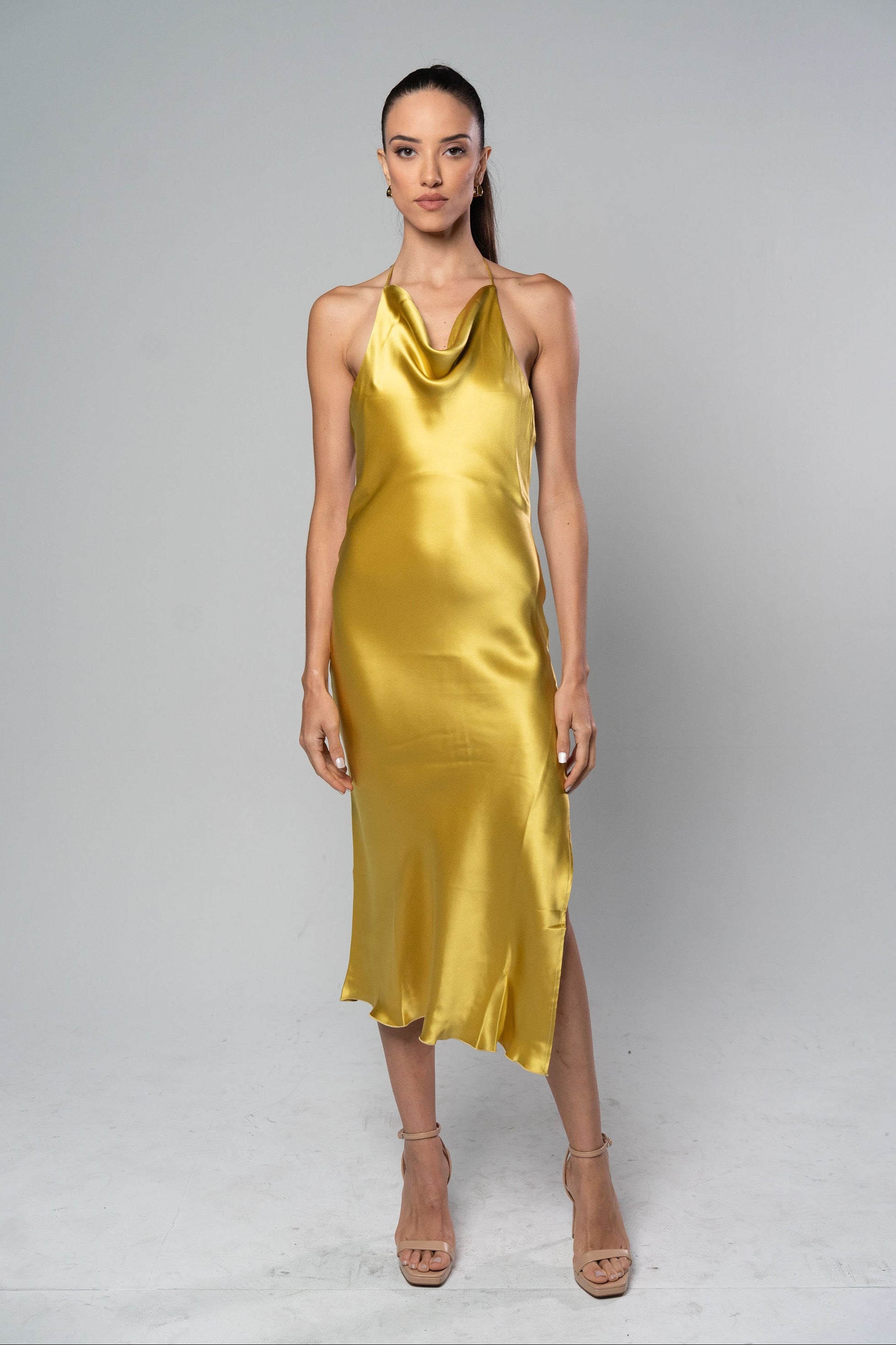 ELVIRA Gold Slip Dress - M I C H E L L E G A R C I A