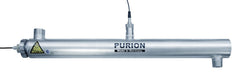 Eine Vakuumpumpe der PURION GmbH mit angeschlossenem Kabel, konzipiert für UVC-Anlagen und zertifiziert für die Desinfektion von Trinkwasser. Der Produktname ist PURION DVGW Zert.