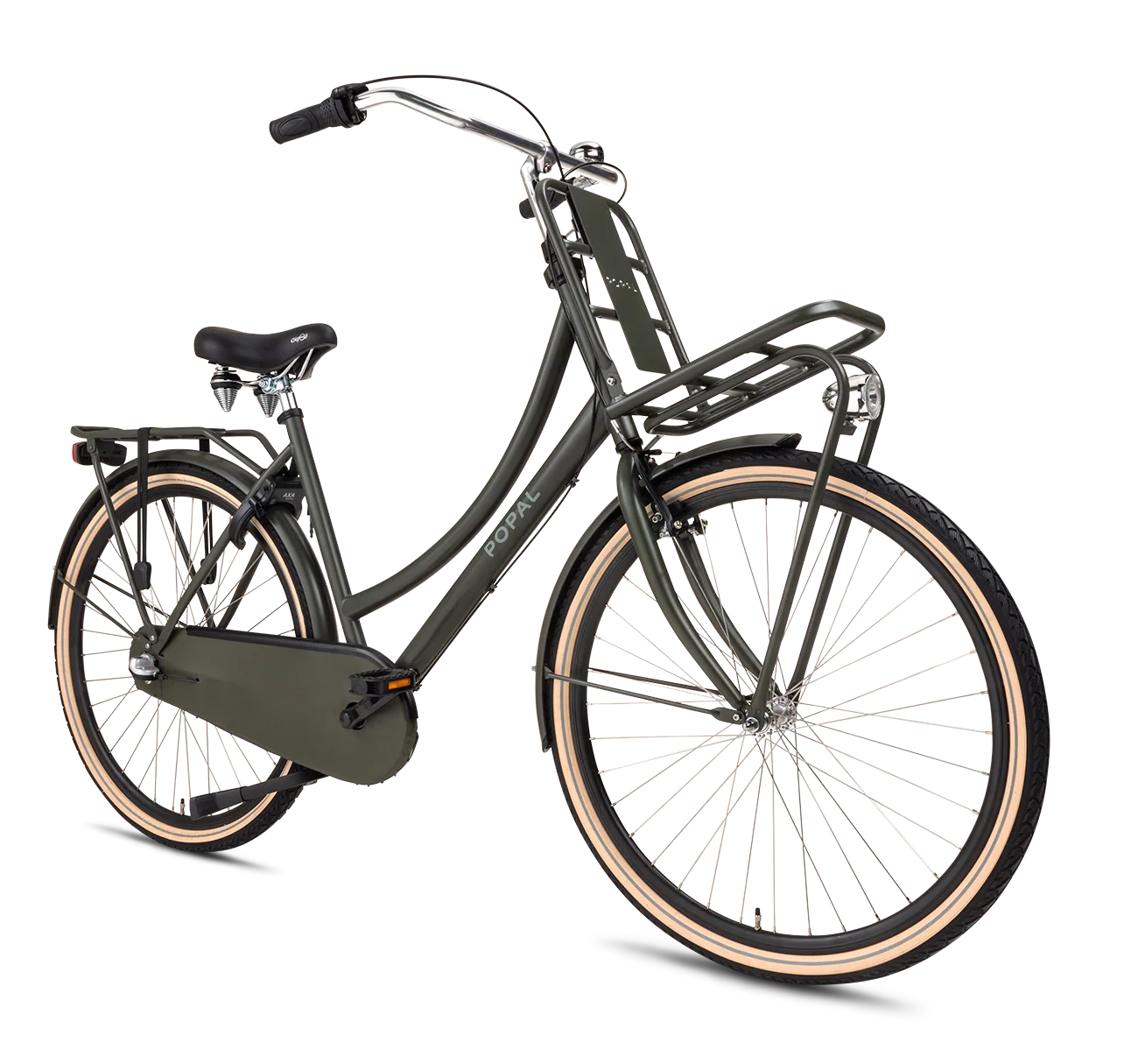 28 Zoll 3 Gang Hollandrad Daily Dutch Plus army green mit Frontträger