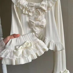 GETADME Kawaii Lolita Cropped Knit Cardigan, Heart Lace Openwork Spring Cover-Up, Japanese Sweet Vintage Style Sun Protection Sweater