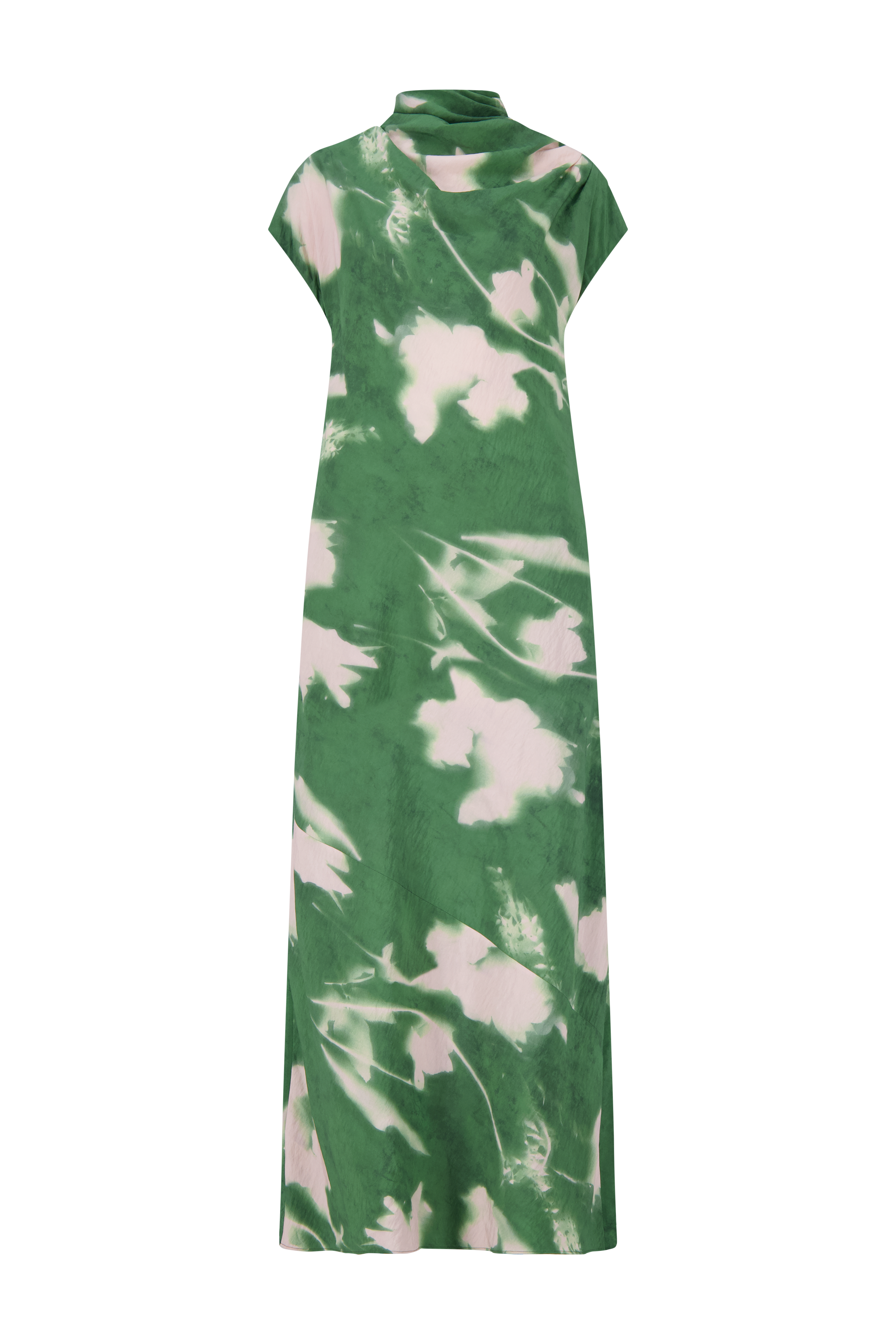 Abstract Floral Crepe Draped Gown