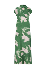 Abstract Floral Crepe Draped Gown